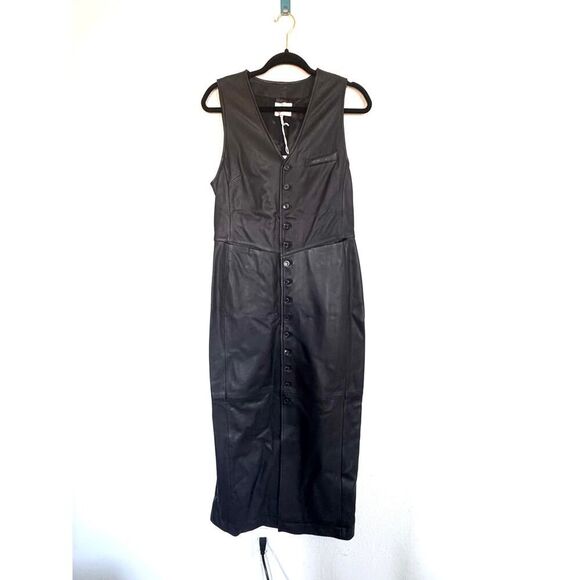 Frame Leather Vest midi dress black M - Picture 6 of 8